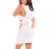 Robe blanche sensuelle avec capuche et bandeau poitrine Adriana - LDP2WHT