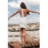 Robe blanche simili cuir et dentelle Sophia - LDL2WHT