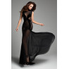 Robe longue en résille noire sexy - A1049B