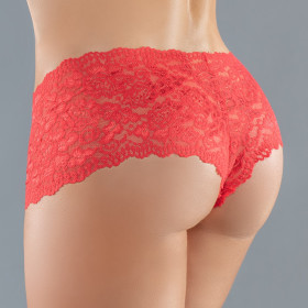 Panty ouvert en dentelle florale rouge - A1073R