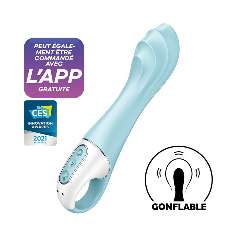 Vibromasseur gonflant connecté bleu USB Air Pump Vibrator 5+ Satisfyer - CC597802