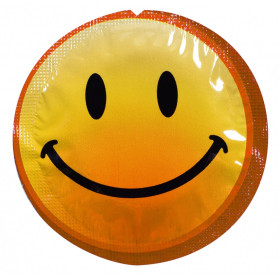 Préservatif lubrifié en latex smiley x 1 couleur aléatoire 54mm - 100EXSS