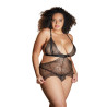 Nuisette dentelle noire grande taille avec string ouvert ROSIE - 17-6002XB