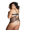 Nuisette dentelle noire grande taille avec string ouvert ROSIE - 17-6002XB