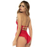 Body rouge effet babydoll et string assorti - MAL7445RED