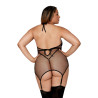 Body grande taille effet guépière avec porte-jarretelles noir - DG12804XBLK