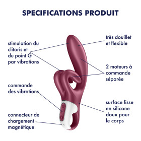 Vibromasseur rabbit point G rouge double stimulation clitoridienne Touch Me Satisfyer - CC597811SA