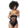 Body noir avec porte-jarretelles avec chainettes - MAL8758BLK