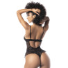 Body noir avec porte-jarretelles avec chainettes - MAL8758BLK