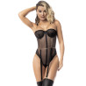 Body en résille transparente noire et jarretelles - MAL2727BLK