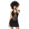 Robe noire opaque et fine résille transparente - MAL4572BLK