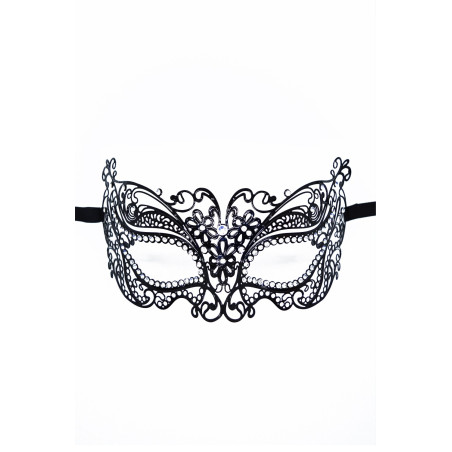 Masque vénitien Alba rigide noir avec strass  - HMJ-039BK