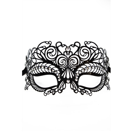 Masque vénitien Giulia rigide noir avec strass  - HMJ-035BK