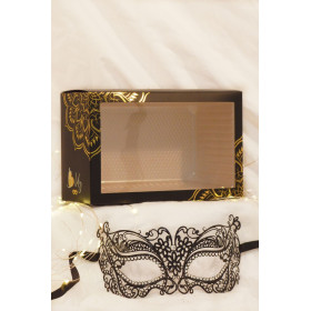 Masque vénitien Alba rigide noir avec strass  - HMJ-039BK