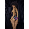 Body noir imprimé fleurs exotiques  - MAL8774PRT