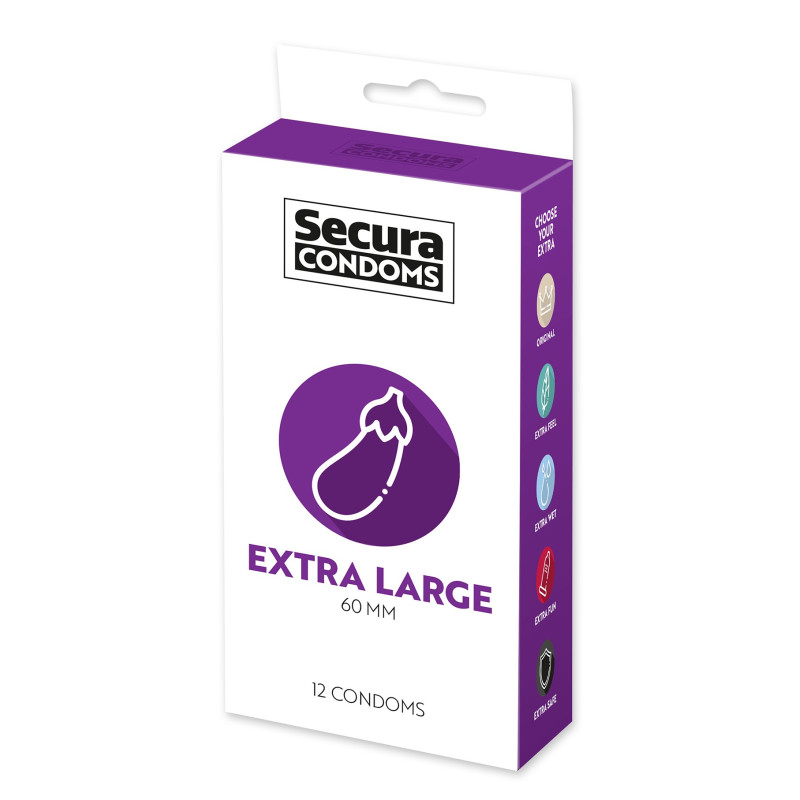 Préservatifs lubrifiés en latex x12 avec réservoir Extra Large 60 mm - R416550