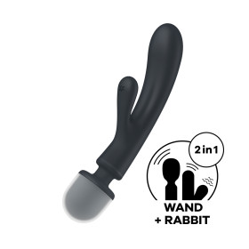 2 en 1 Vibromasseur rabbit et wand noir USB Triple Lover Satisfyer - CC597825