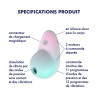Stimulateur clitoridien par onde de pression sans contact et par vibration USB vert et rose