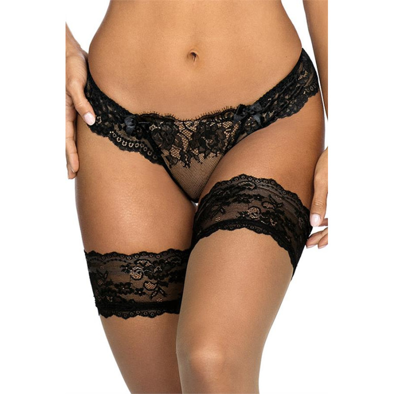 V-9498 String - Noir et Beige