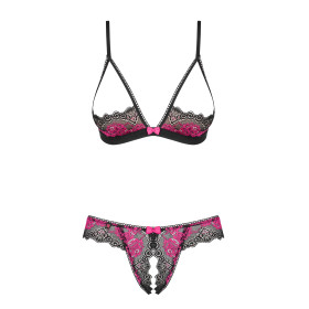 Tulia Ensemble ouvert 2 pcs - Noir et Fuchsia