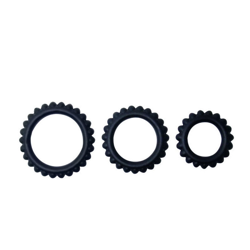 BAILE - TITAN SET 3 PCS COCK RING NOIR 2.8 + 2.4 + 1.9 CM