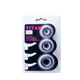 BAILE - TITAN SET 3 PCS COCK RING NOIR 2.8 + 2.4 + 1.9 CM