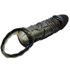 BAILE - HOUSSE DEXTENSION DE PÉNIS AVEC SANGLE POUR TESTICULES NOIR 13.5 CM