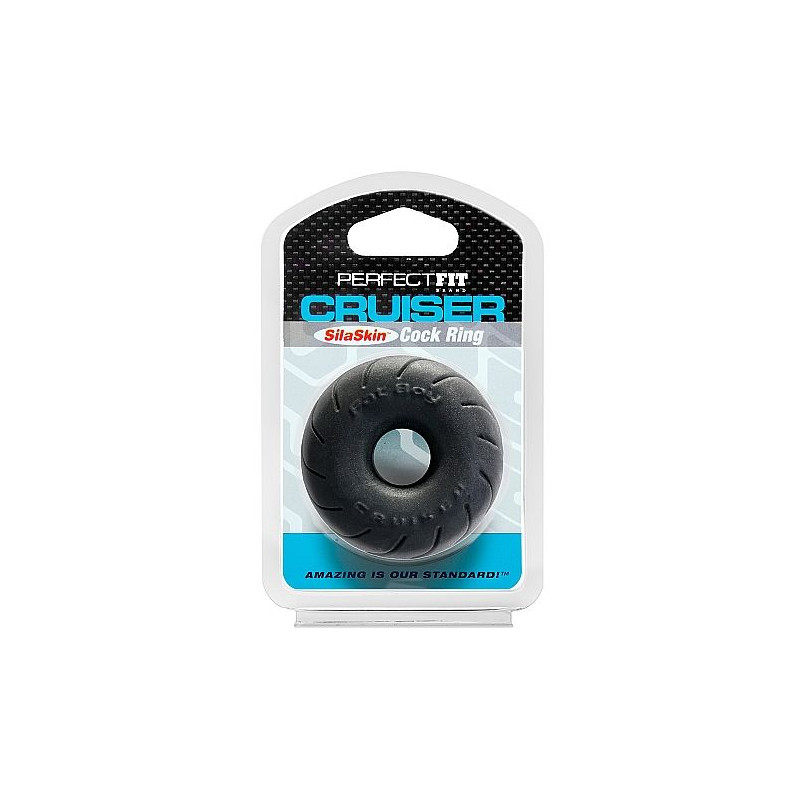 PERFECT FIT BRAND - BAGUE CRUISER EN SILASKIN FAT BOY NOIR